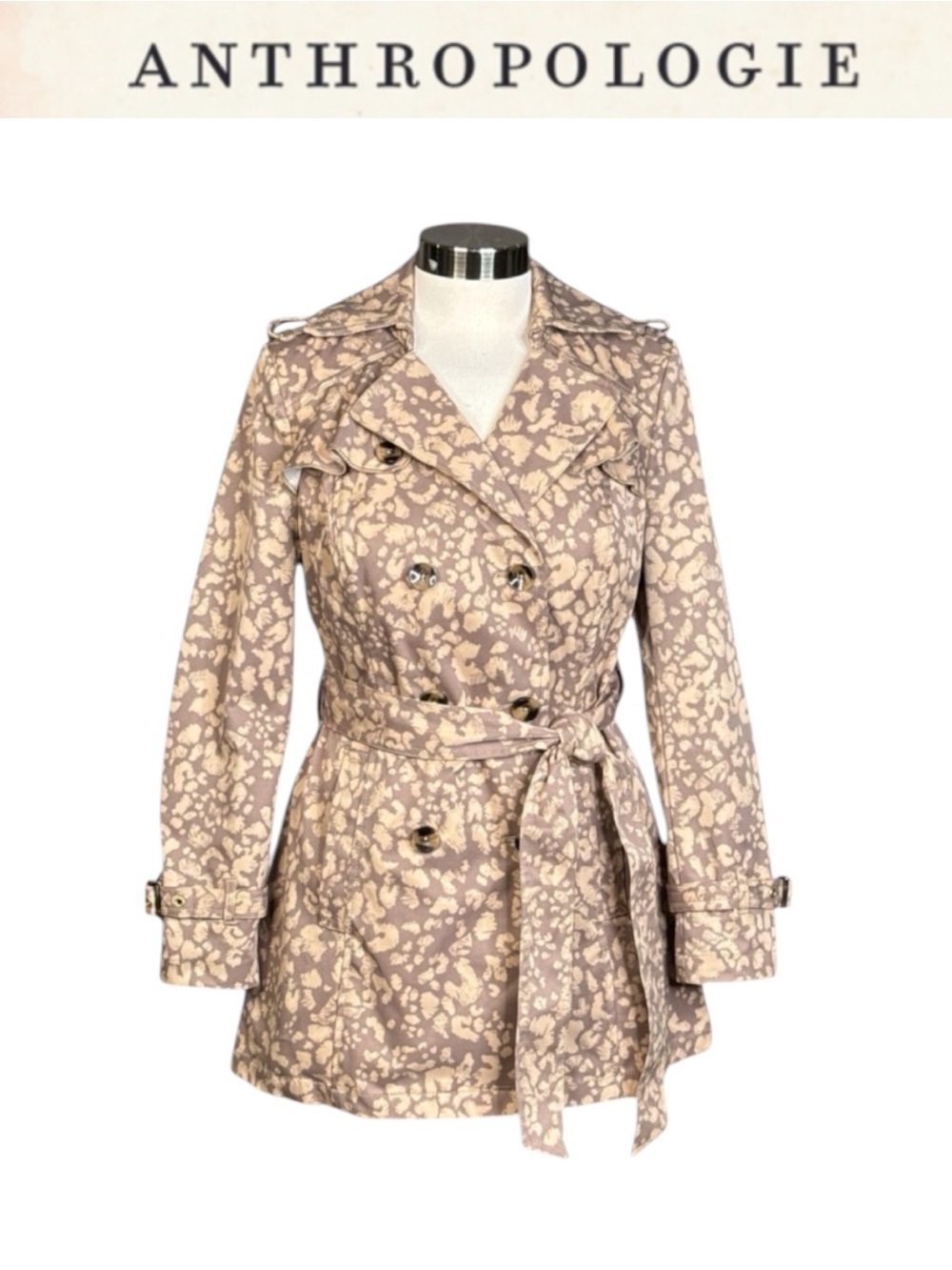 ANTHROPOLOGIE DAUGHTERS OF THE LIBERATION SUBTLE SURVIVAL TRENCH COAT SIZE 2